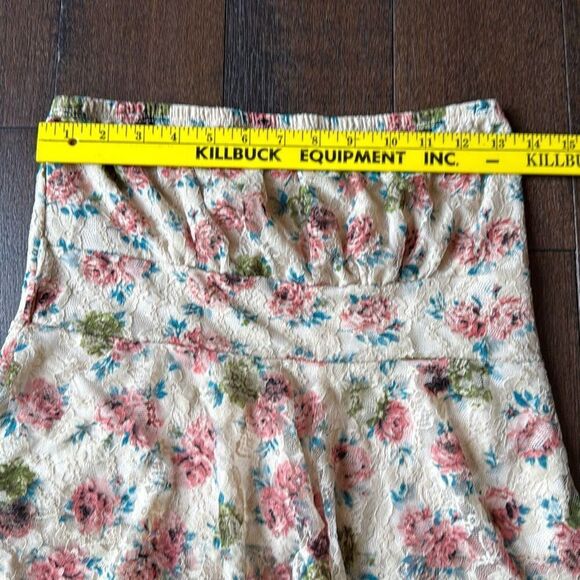 Vintage DEB strapless mini dress size medium tiered lace floral Y2K 90’s western - Picture 7 of 10